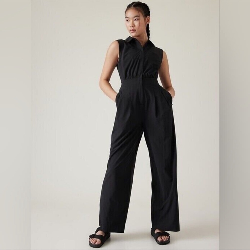 Athleta Brooklyn heights wide leg jumpsuit black NWOT